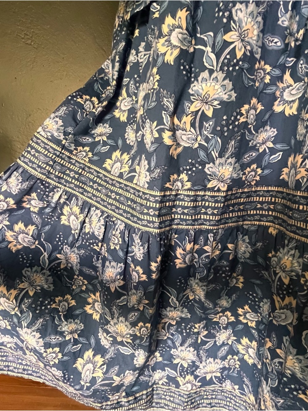LOFT Long Sleeve Navy Floral Cottage Core Maxi Dress, Sz. S - Picture 5 of 12